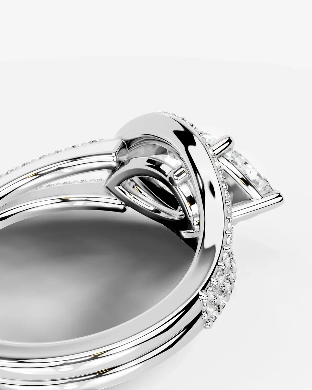 2 Carat Lab Grown Marquise Cut Horizontal Frame Split Shank Ring