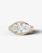 2 Carat Lab Grown Marquise Cut Horizontal Frame Split Shank Ring