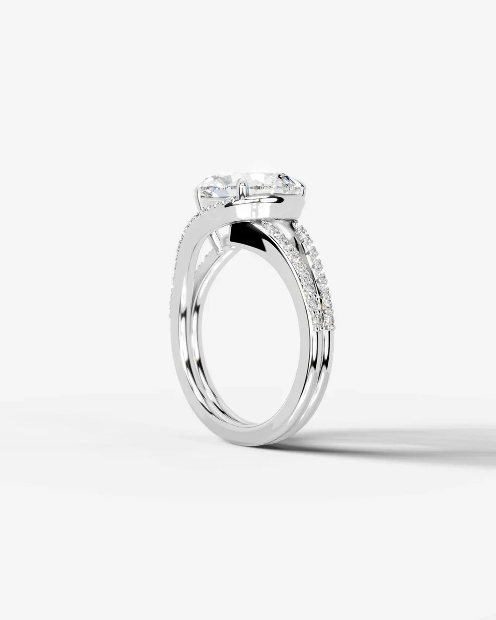 2 Carat Lab Grown Pear Diamond East-West Half Halo Split Shank Ring
