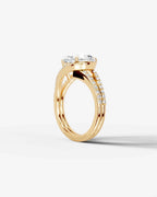 2 Carat Lab Grown Pear Diamond East-West Half Halo Split Shank Ring