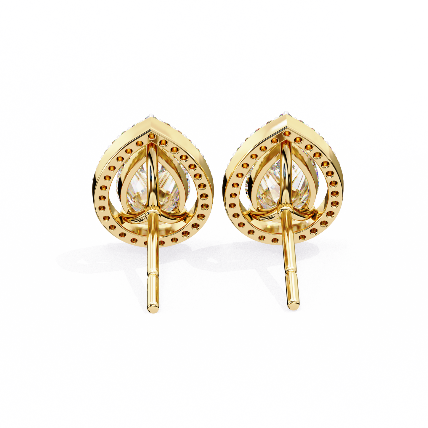 Pear Shaped Lab Grown Diamond Halo Stud Earrings | Teardrop Diamond Earrings | Ethical & Sustainable Fine Jewelry –Lustraa’s Halo Earrings