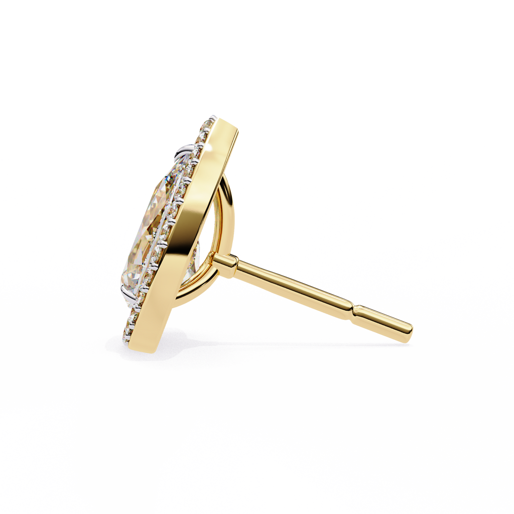 Pear Shaped Lab Grown Diamond Halo Stud Earrings – Teardrop Diamond Earrings – Ethical & Sustainable Fine Jewelry – Lustraa’s Halo Earrings