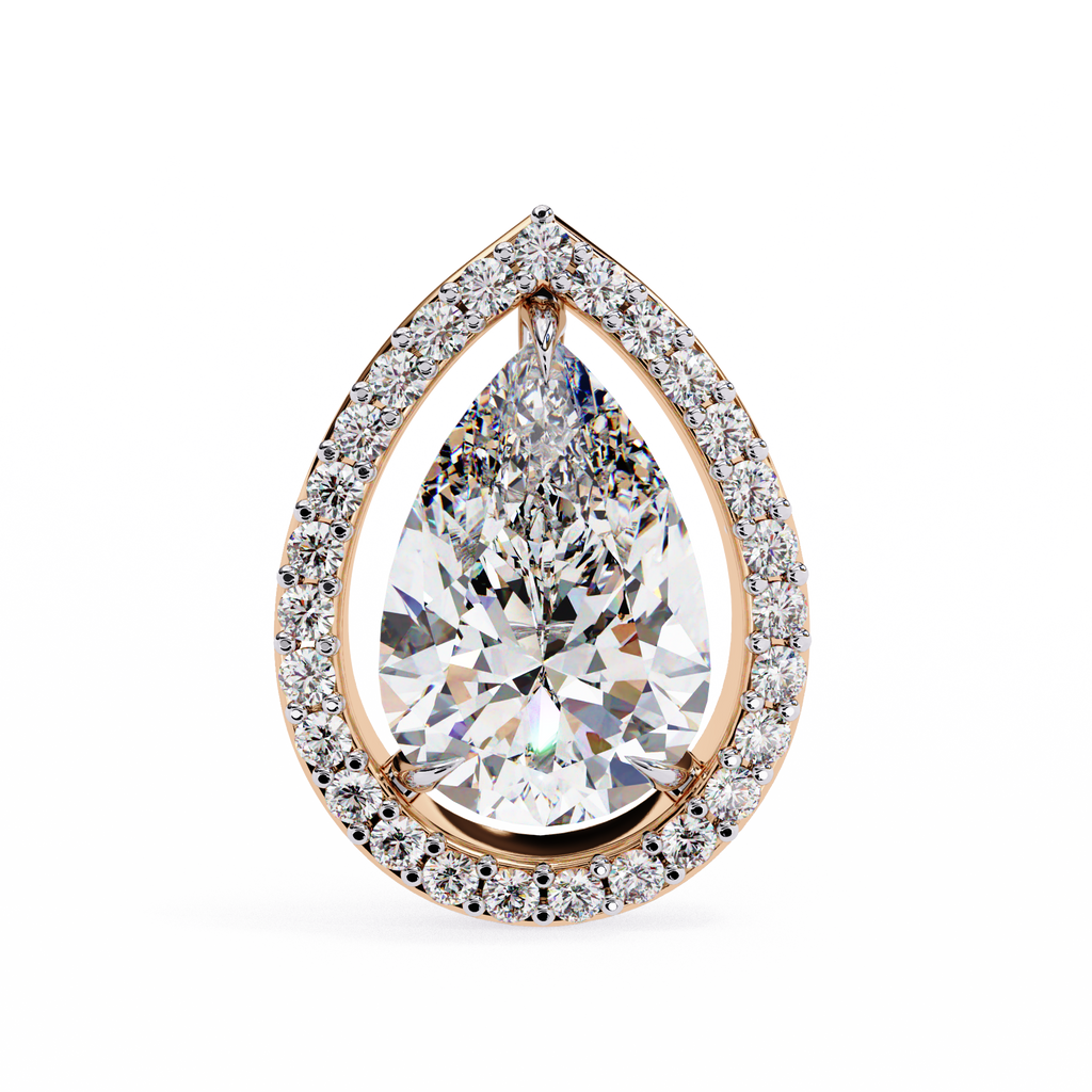 Pear Shaped Lab Grown Diamond Halo Stud Earrings – Teardrop Diamond Earrings – Ethical & Sustainable Fine Jewelry – Lustraa’s Halo Earrings