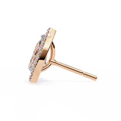 Pear Shaped Lab Grown Diamond Halo Stud Earrings | Teardrop Diamond Earrings | Ethical & Sustainable Fine Jewelry –Lustraa’s Halo Earrings
