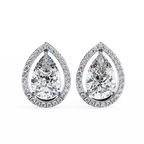 Pear Shaped Lab Grown Diamond Halo Stud Earrings – Teardrop Diamond Earrings – Ethical & Sustainable Fine Jewelry – Lustraa’s Halo Earrings