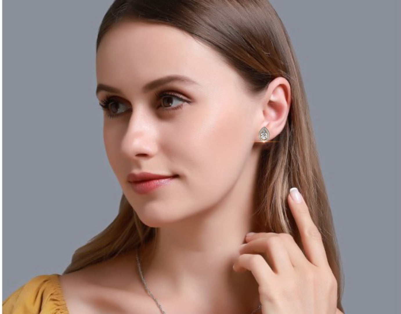 Pear Shaped Lab Grown Diamond Halo Stud Earrings | Teardrop Diamond Earrings | Ethical & Sustainable Fine Jewelry –Lustraa’s Halo Earrings