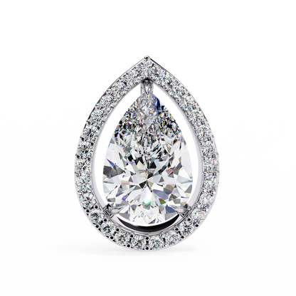 Pear Shaped Lab Grown Diamond Halo Stud Earrings | Teardrop Diamond Earrings | Ethical & Sustainable Fine Jewelry –Lustraa’s Halo Earrings