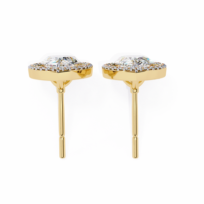 Pear Shaped Lab Grown Diamond Halo Stud Earrings | Teardrop Diamond Earrings | Ethical & Sustainable Fine Jewelry –Lustraa’s Halo Earrings