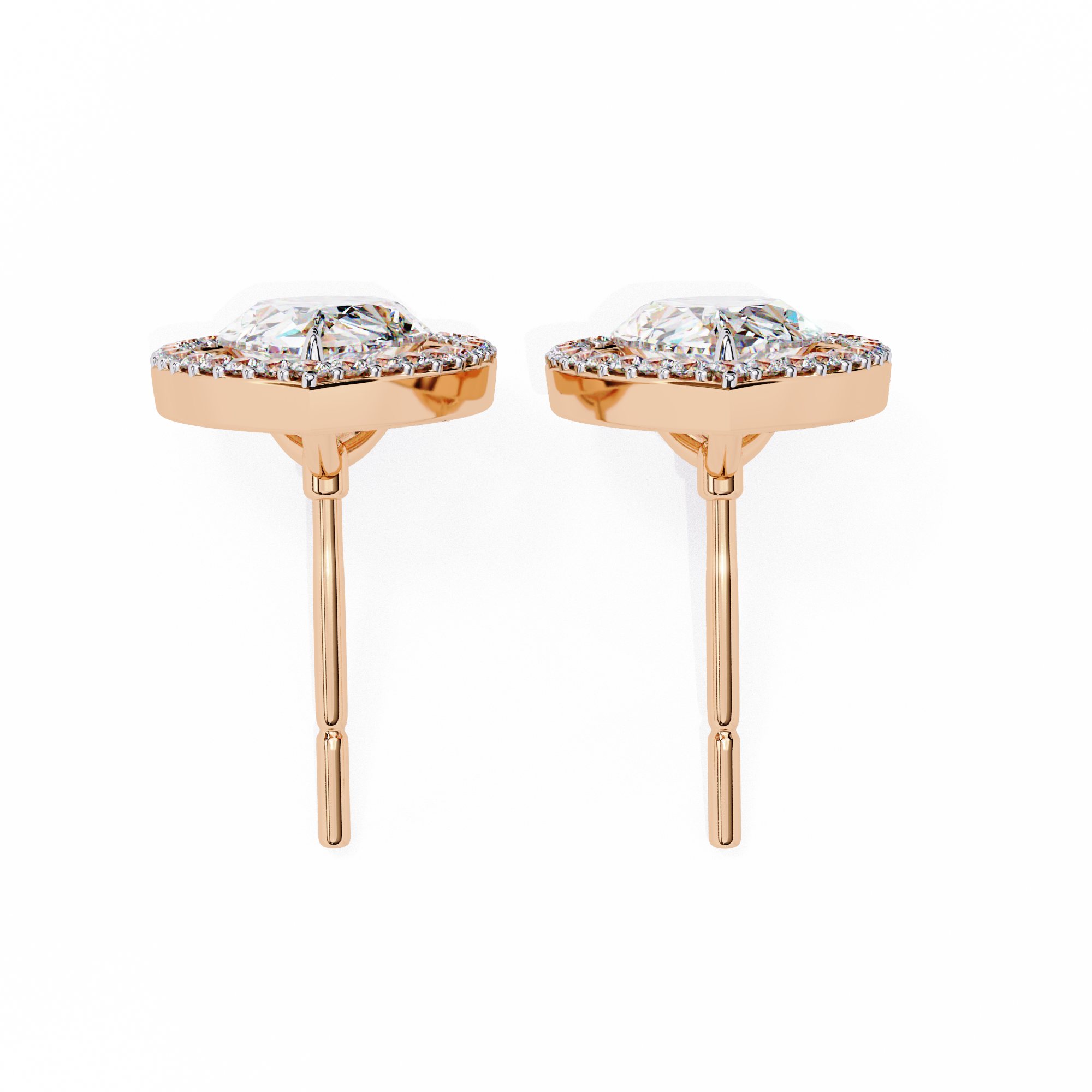 Pear Shaped Lab Grown Diamond Halo Stud Earrings – Teardrop Diamond Earrings – Ethical & Sustainable Fine Jewelry – Lustraa’s Halo Earrings