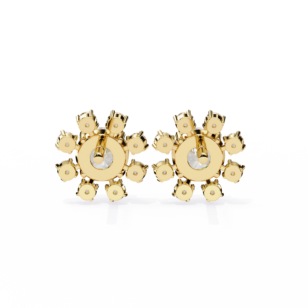 Radiant Bloom Lab Grown Diamond Earrings – Luxury Floral Cluster Studs – Sustainable Diamond Jewelry – Lustraa’s Floral Earrings