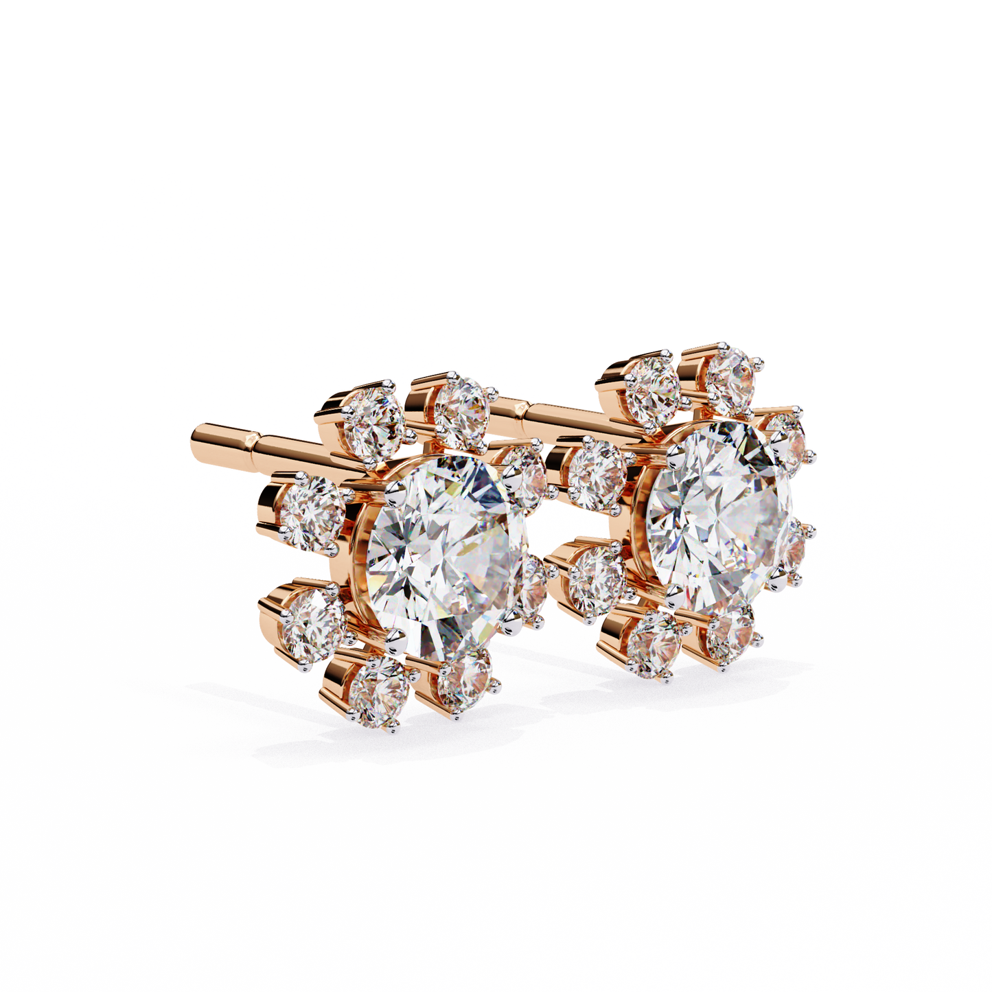 Radiant Bloom Lab Grown Diamond Earrings | Luxury Floral Cluster Studs  | Sustainable Diamond Jewelry for Everyday Elegance –Lustraa’s Floral Earrings