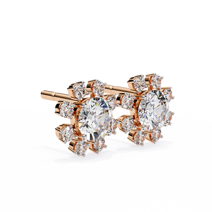 Radiant Bloom Lab Grown Diamond Earrings | Luxury Floral Cluster Studs  | Sustainable Diamond Jewelry for Everyday Elegance –Lustraa’s Floral Earrings