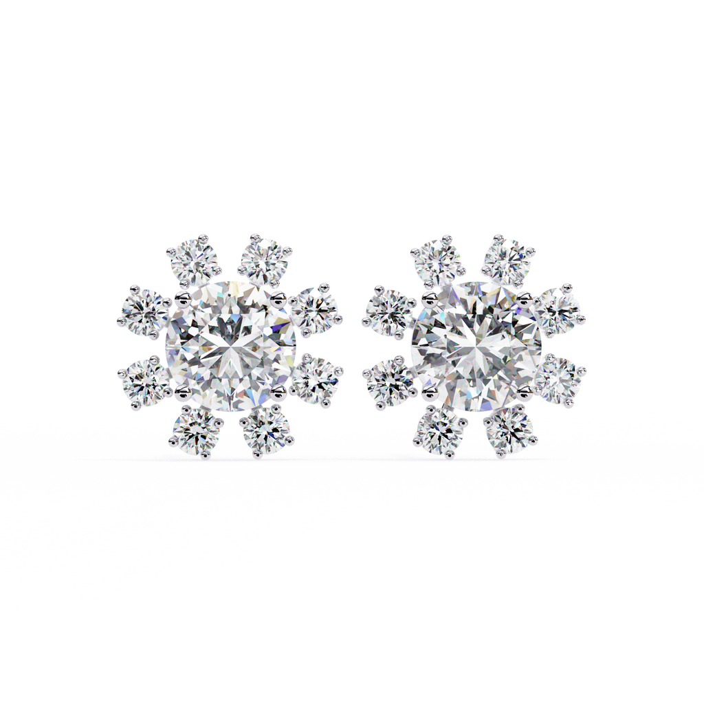Radiant Bloom Lab Grown Diamond Earrings – Luxury Floral Cluster Studs – Sustainable Diamond Jewelry – Lustraa’s Floral Earrings