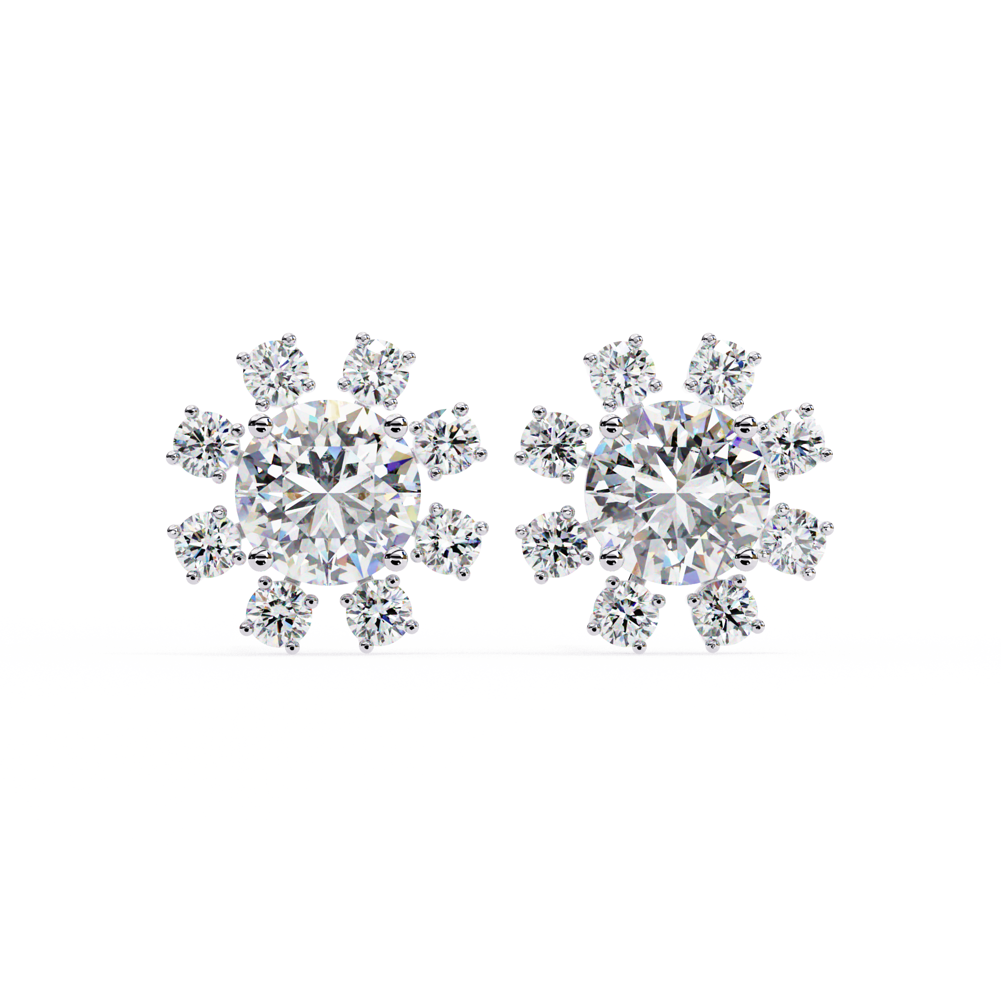 Radiant Bloom Lab Grown Diamond Earrings – Luxury Floral Cluster Studs – Sustainable Diamond Jewelry – Lustraa’s Floral Earrings