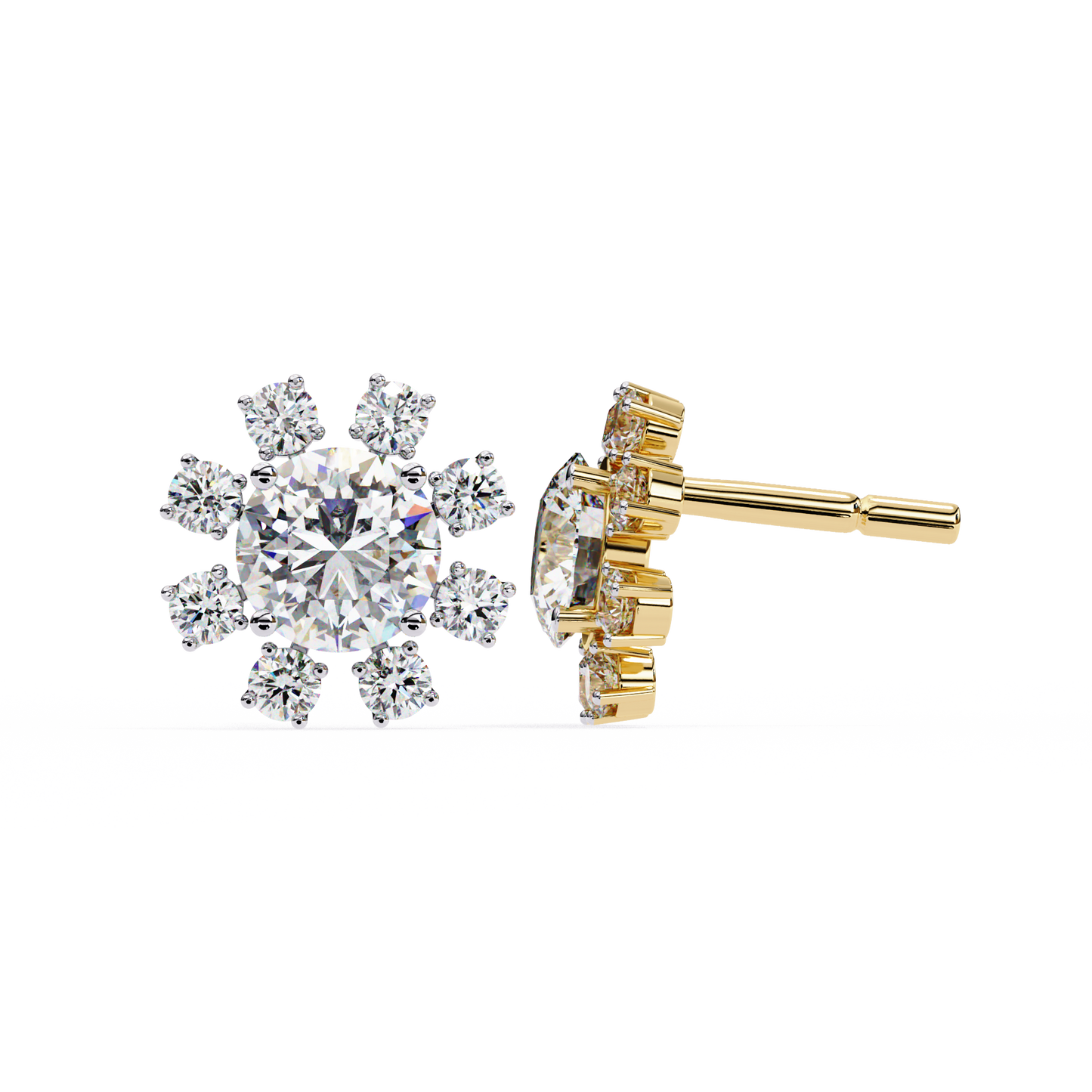 Radiant Bloom Lab Grown Diamond Earrings | Luxury Floral Cluster Studs  | Sustainable Diamond Jewelry for Everyday Elegance –Lustraa’s Floral Earrings