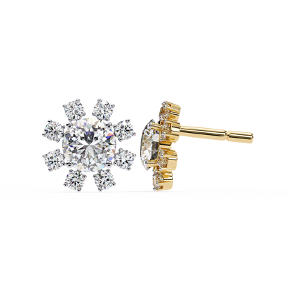 Radiant Bloom Lab Grown Diamond Earrings | Luxury Floral Cluster Studs  | Sustainable Diamond Jewelry for Everyday Elegance –Lustraa’s Floral Earrings