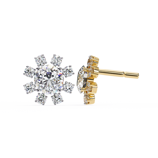 Radiant Bloom Lab Grown Diamond Earrings | Luxury Floral Cluster Studs  | Sustainable Diamond Jewelry for Everyday Elegance –Lustraa’s Floral Earrings