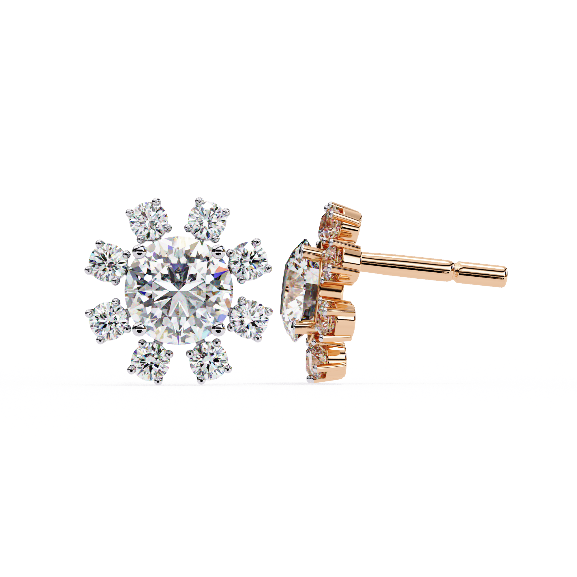 Radiant Bloom Lab Grown Diamond Earrings – Luxury Floral Cluster Studs – Sustainable Diamond Jewelry – Lustraa’s Floral Earrings