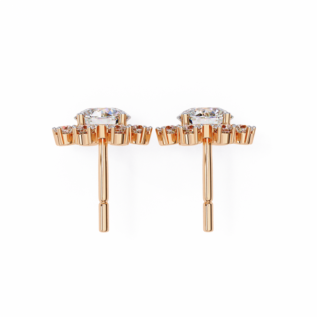 Radiant Bloom Lab Grown Diamond Earrings – Luxury Floral Cluster Studs – Sustainable Diamond Jewelry – Lustraa’s Floral Earrings