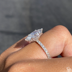 Marquise Cut Lab Grown Diamond Solitaire Engagement Ring with Round Side Accents – Elegant Bridal Ring – Lustraa’s Solitaire Ring