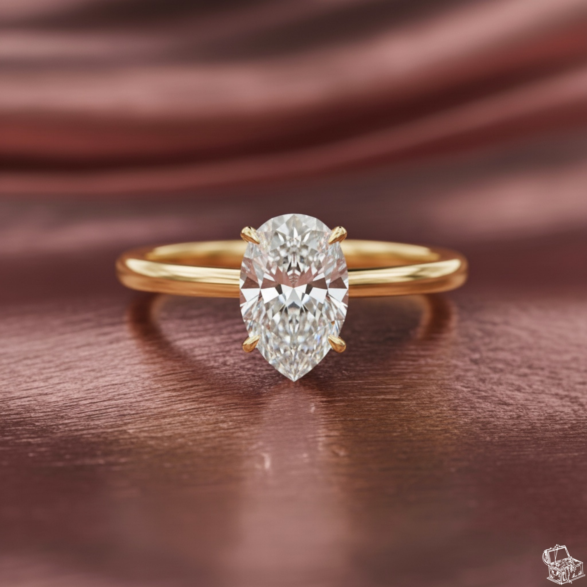 Pear Cut Lab Grown Diamond Solitaire Engagement Ring – Teardrop Diamond Ring in Gold – Lustraa’s Elegant Pear Solitaire