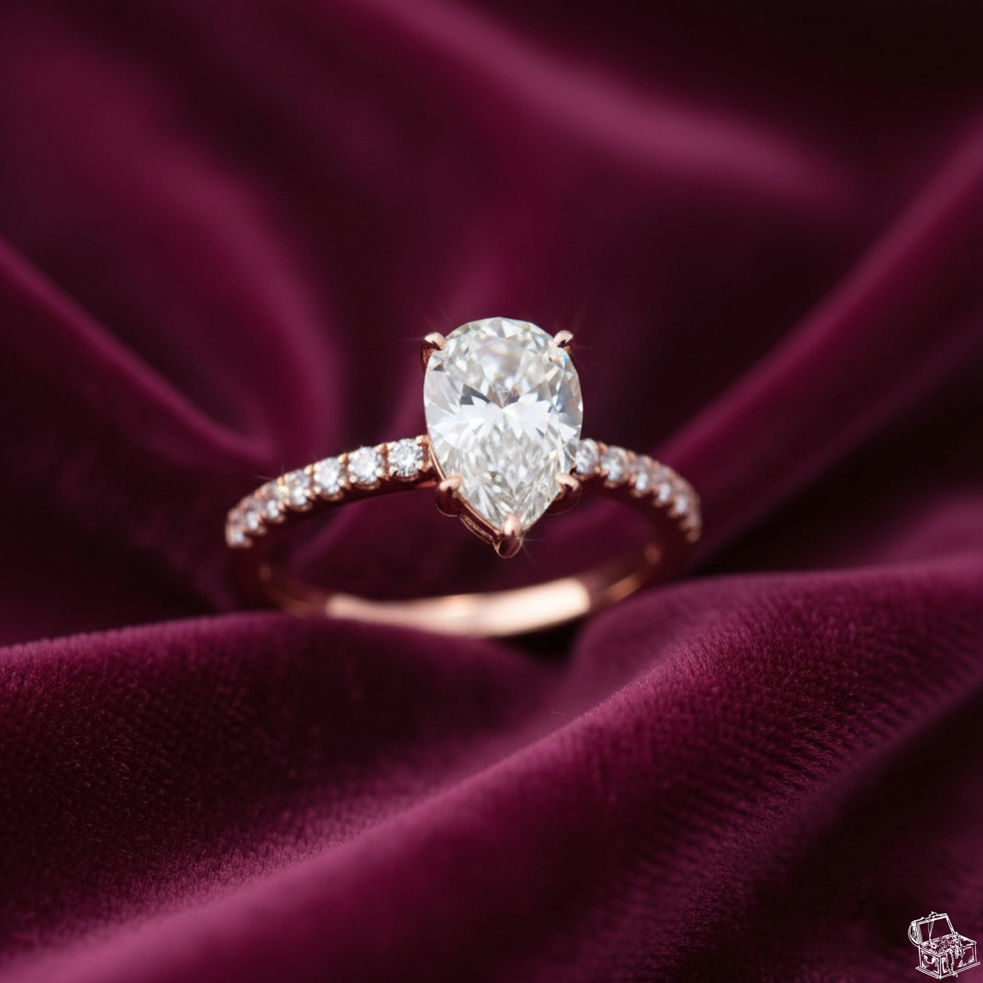 Pear Cut Lab Grown Diamond Engagement Ring – 1.77 CT Hidden Halo Bridal Ring, Solitaire Wedding Jewelry– Lustraa’s Pear Diamond Ring