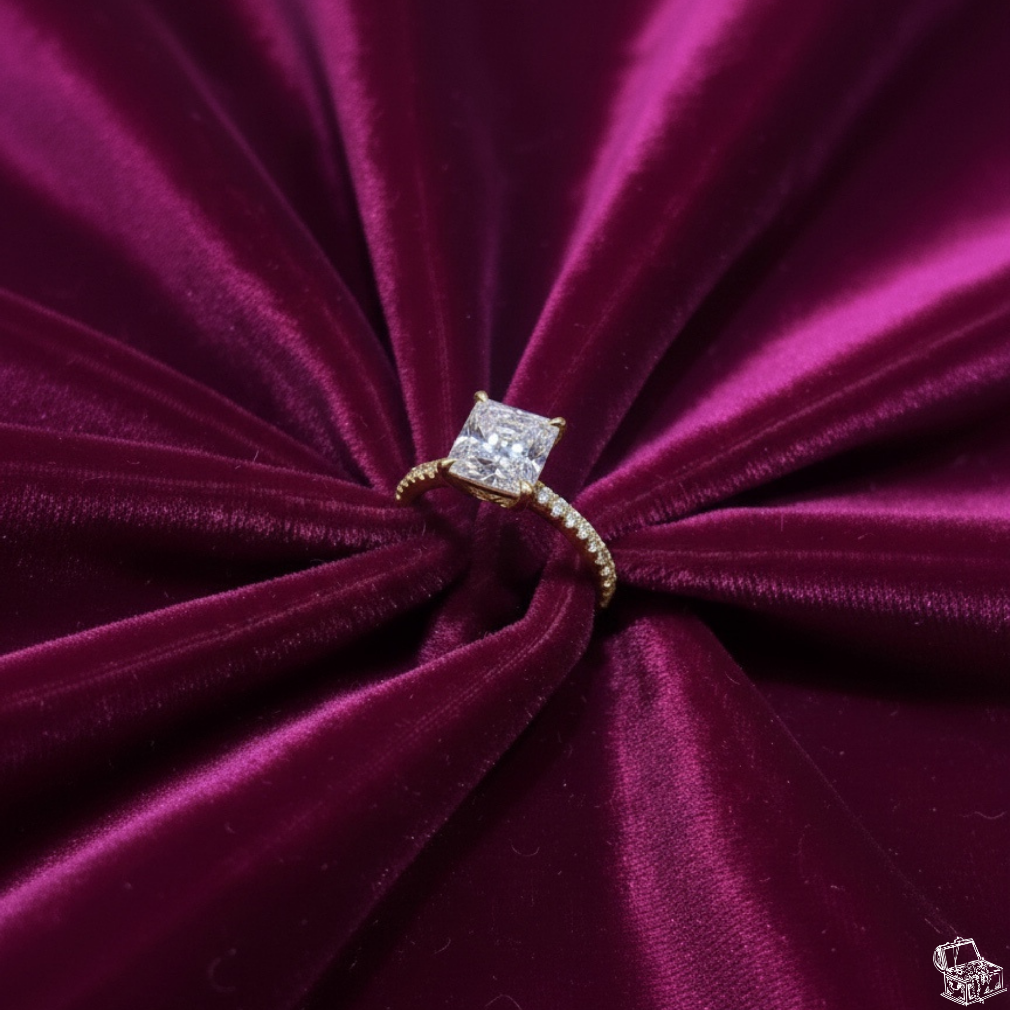 Princess Cut Diamond Engagement Ring with Hidden Halo & Round Side Accents – Elegant Solitaire Bridal Ring – Lustraa’s Solitaire Ring