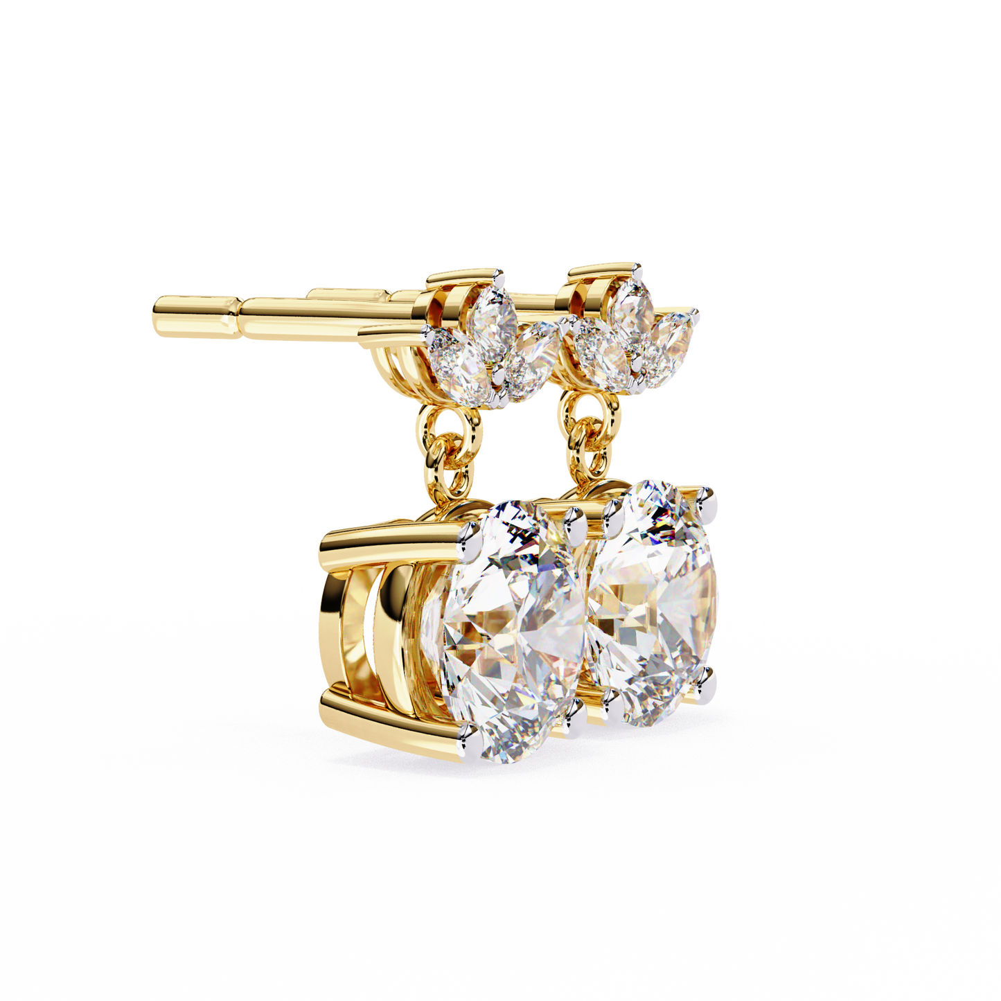 1.84 Carat Lab Grown Diamond Drop Earrings – Round & Marquise Cut – Floral Design – Lustraa’s Floral Earrings