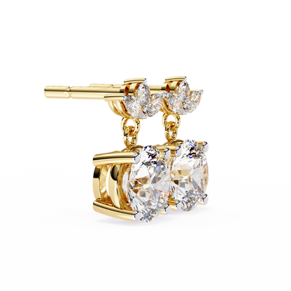 1.84 Carat Lab Grown Diamond Drop Earrings – Round & Marquise Cut – Floral Design – Lustraa’s Floral Earrings