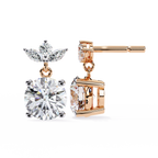 Diamond Drop Earrings – Lab Grown Round & Marquise Cut Floral Design, 1.84 Carat Floral Studs – Lustraa’s Floral Earrings