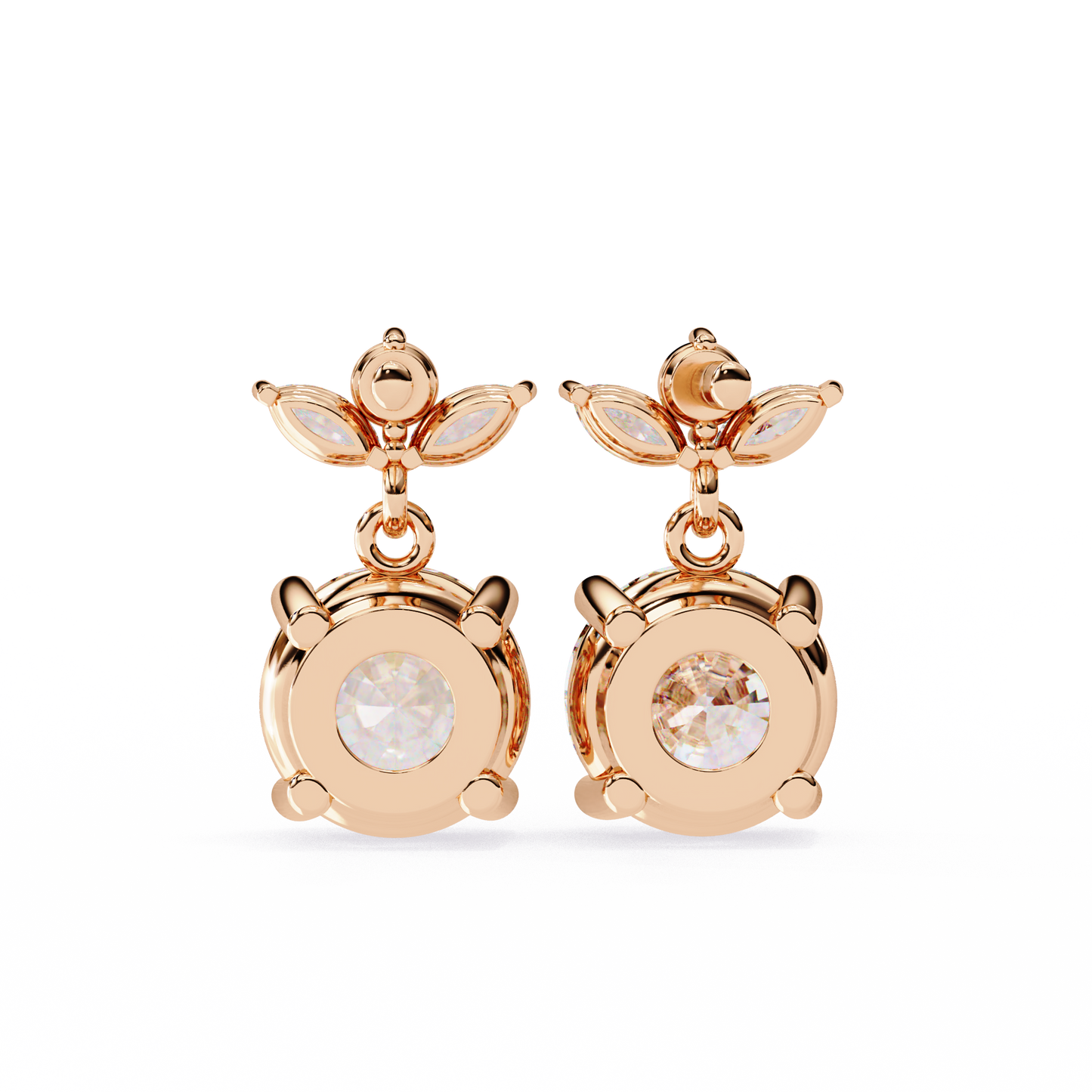 1.84 Carat Lab Grown Diamond Drop Earrings – Round & Marquise Cut – Floral Design – Lustraa’s Floral Earrings