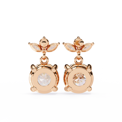 1.84 Carat Lab Grown Diamond Drop Earrings – Round & Marquise Cut – Floral Design – Lustraa’s Floral Earrings