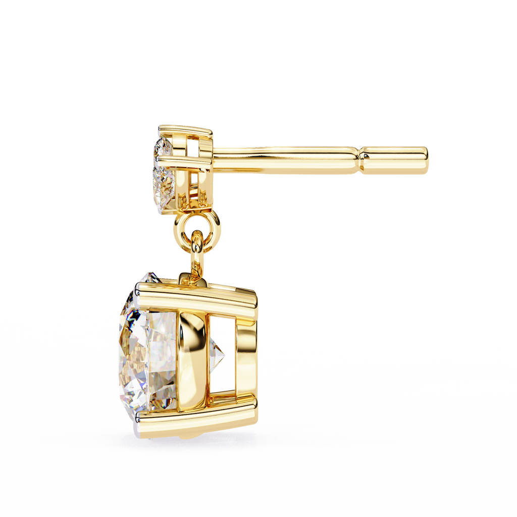 Diamond Drop Earrings – Lab Grown Round & Marquise Cut Floral Design, 1.84 Carat Floral Studs – Lustraa’s Floral Earrings