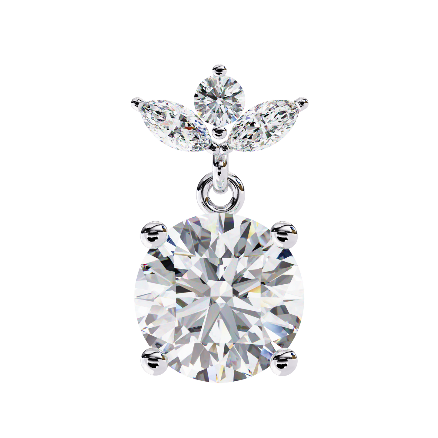 1.84 Carat Lab Grown Diamond Drop Earrings – Round & Marquise Cut – Floral Design – Lustraa’s Floral Earrings