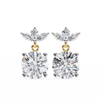 Diamond Drop Earrings – Lab Grown Round & Marquise Cut Floral Design, 1.84 Carat Floral Studs – Lustraa’s Floral Earrings