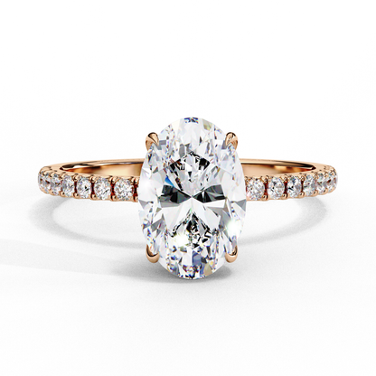1.20 Carat Oval Cut Lab Grown Diamond Hidden Halo Ring – Solitaire Engagement Ring – Lustraa’s Oval Diamond Ring