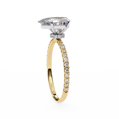 1.77 Carat Pear Cut Lab Grown Diamond Halo Ring – Hidden Halo Engagement Ring– Lustraa’s Pear Diamond