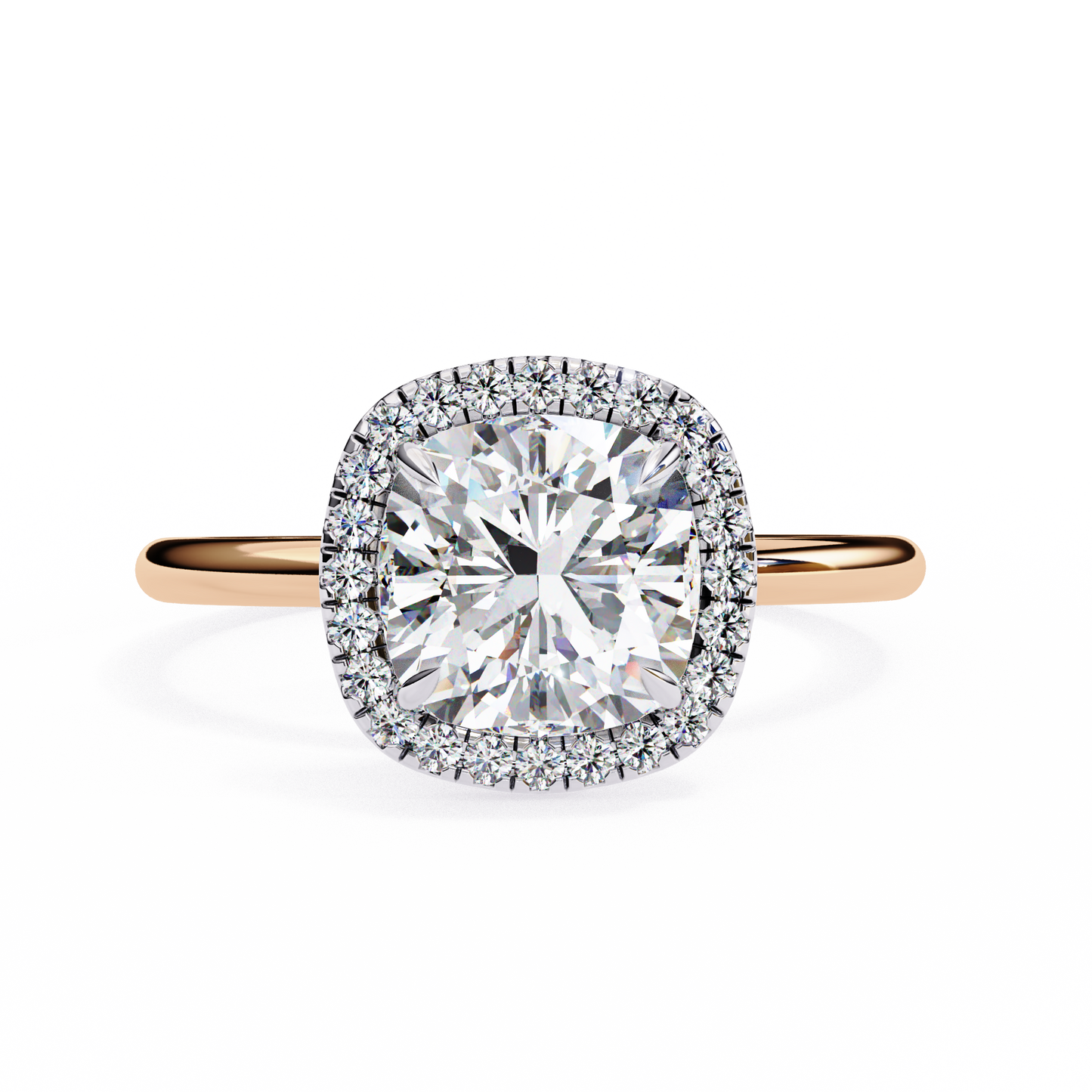 1.78 Carat Cushion Cut Lab Grown Diamond Halo Ring – Lustraa’s Classic Cushion Halo Engagement Ring
