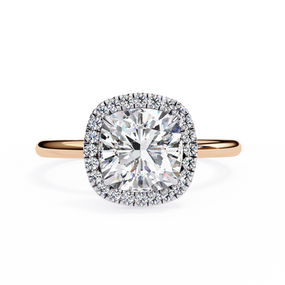 1.78 Carat Cushion Cut Lab Grown Diamond Halo Ring – Lustraa’s Classic Cushion Halo Engagement Ring