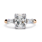 Radiant Cut Lab Grown Diamond Engagement Ring – 2.47 CT Three Stone Bridal Ring with Baguette Side Diamonds -Lustraa’s Three Stone Ring