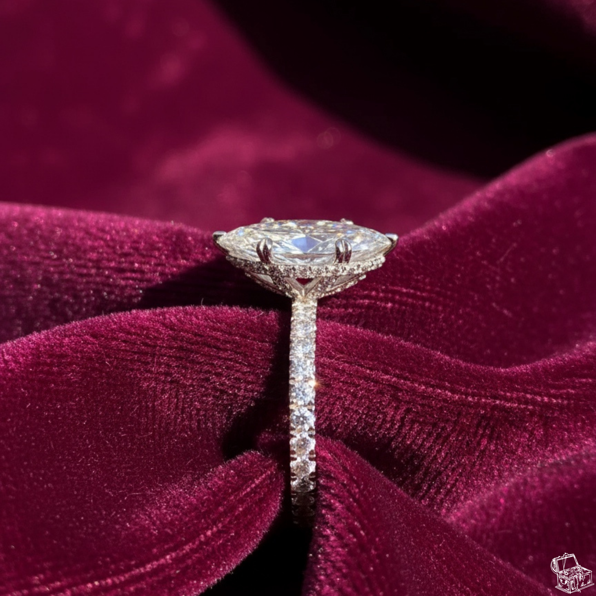 Marquise Cut Lab Grown Diamond Solitaire Engagement Ring with Round Side Accents – Elegant Bridal Ring – Lustraa’s Solitaire Ring