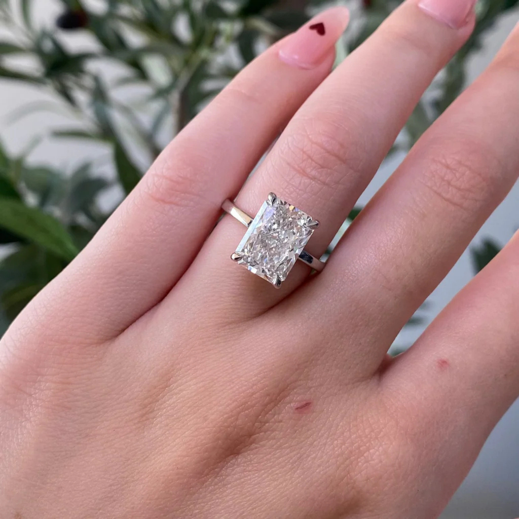 Radiant Cut Lab Grown Diamond Solitaire Engagement Ring – Classic Radiant Diamond Ring in Sleek Band – Lustraa’s Solitaire Ring