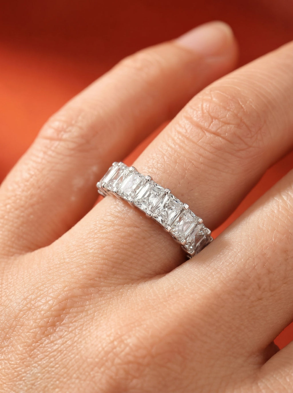 Lab Grown Diamond Full Circle Pavé Radiant Eternity Band Ring