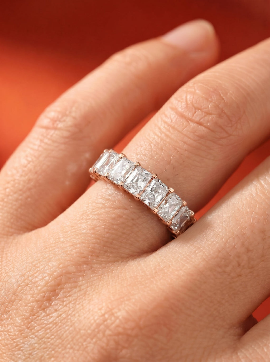 Lab Grown Diamond Full Circle Pavé Radiant Eternity Band Ring
