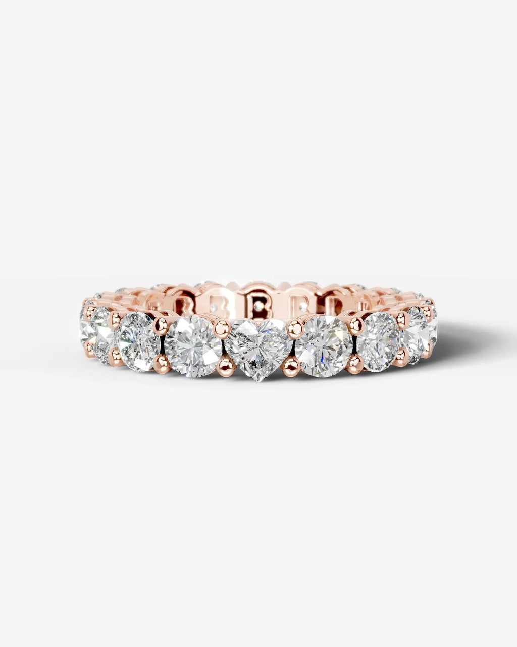 Lab Grown Diamond Heart Accent Eternity Band Ring