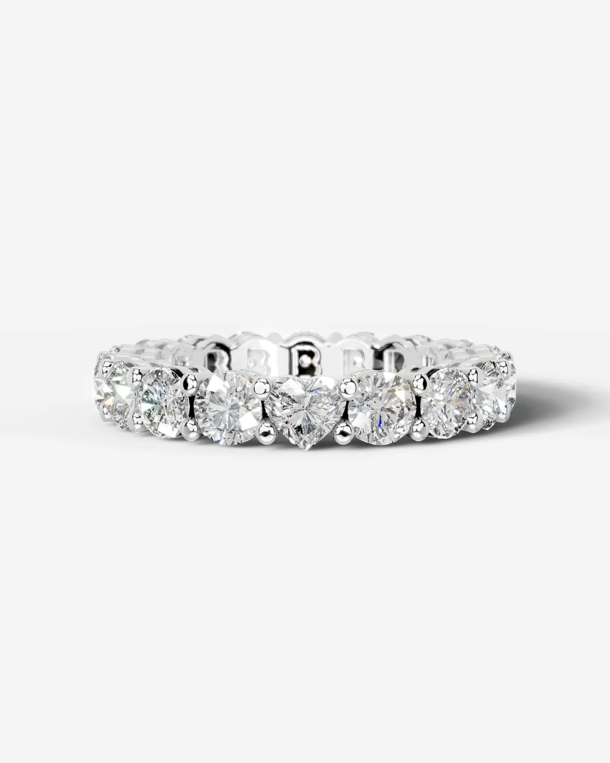 Lab Grown Diamond Heart Accent Eternity Band Ring