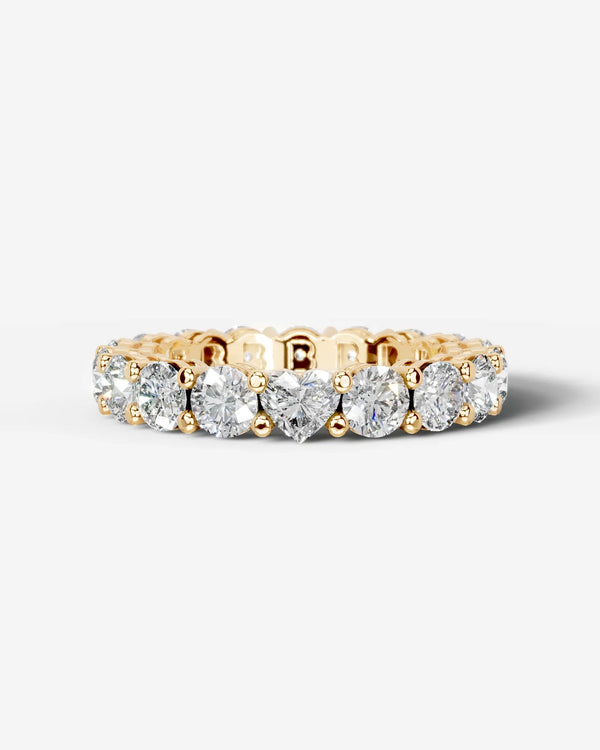 Lab Grown Diamond Heart Accent Eternity Band Ring