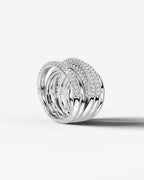 Lab Grown Diamond Multi Row Pavé Spiral Wrap Band Ring