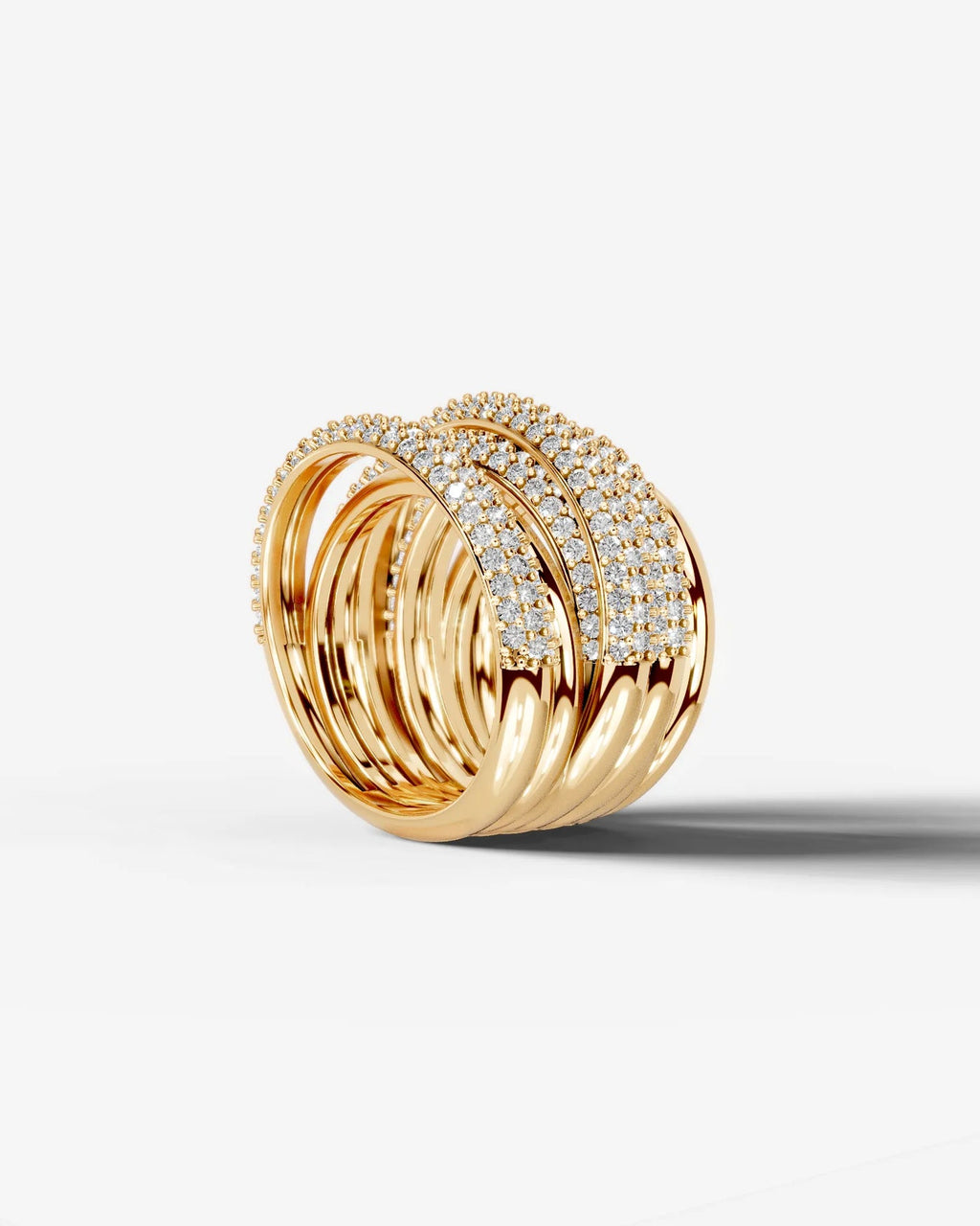 Lab Grown Diamond Multi Row Pavé Spiral Wrap Band Ring