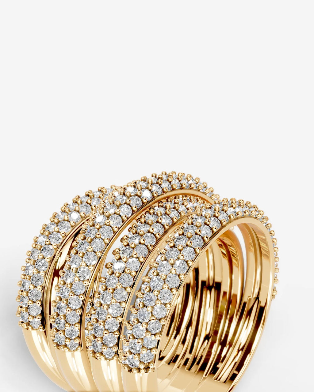 Lab Grown Diamond Multi Row Pavé Spiral Wrap Band Ring